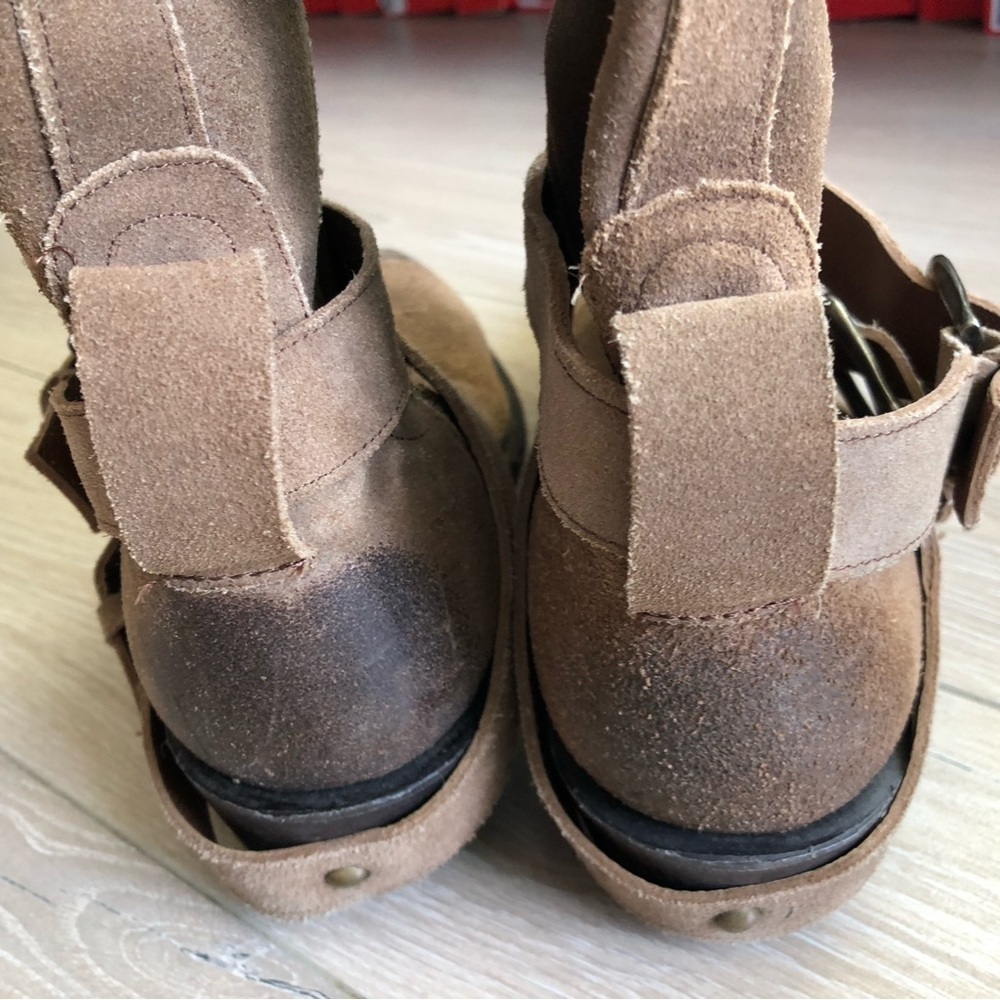 Vintage Matisse Nubuck Suede Zip Up Tall Belted Western Fashion Boots Sz 8.5B - Picture 3 of 12